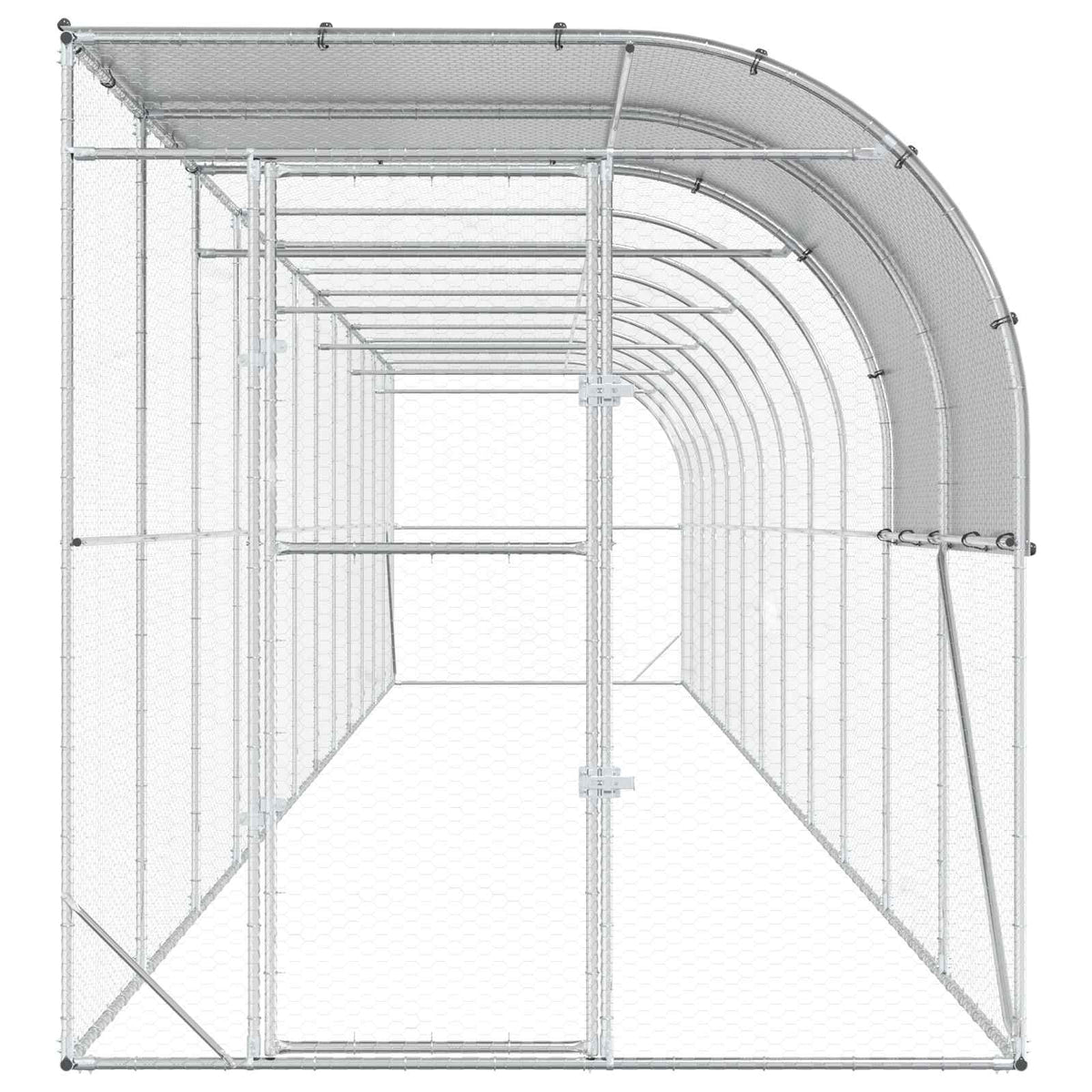 vidaXL Against Wall Chicken Coop Silver 1200 x 200 x 215 cm 4