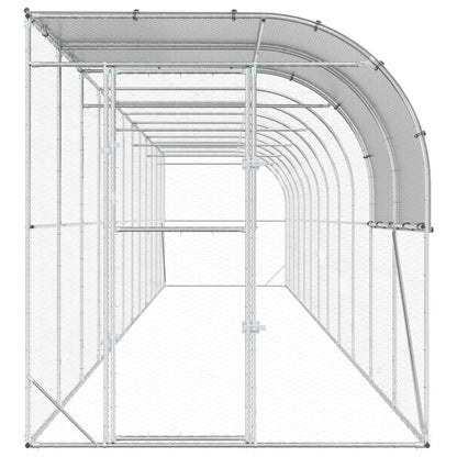 vidaXL Against Wall Chicken Coop Silver 1200 x 200 x 215 cm 4