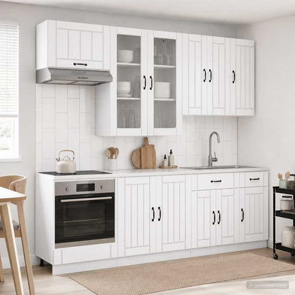 vidaXL Kitchen Unit LUCCA 8 pcs White Engineered Wood 1