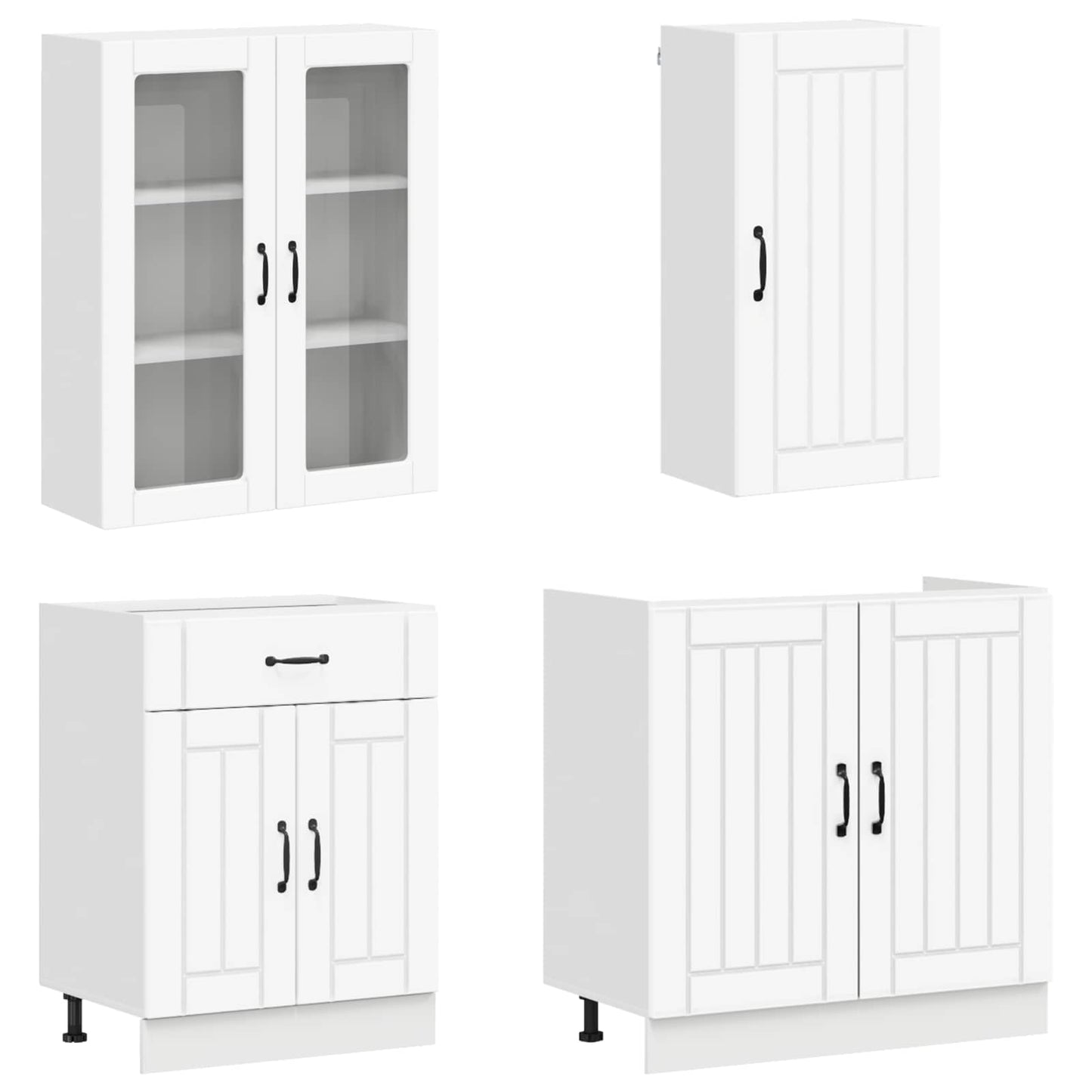 vidaXL Kitchen Unit LUCCA 8 pcs White Engineered Wood 3