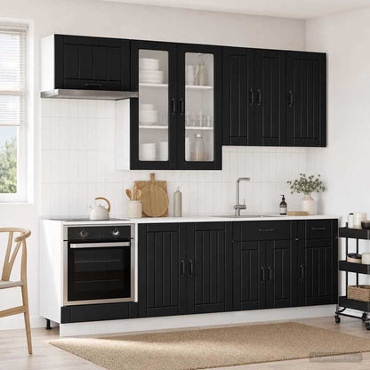 vidaXL Kitchen Unit LUCCA 8 pcs Black Engineered Wood 1