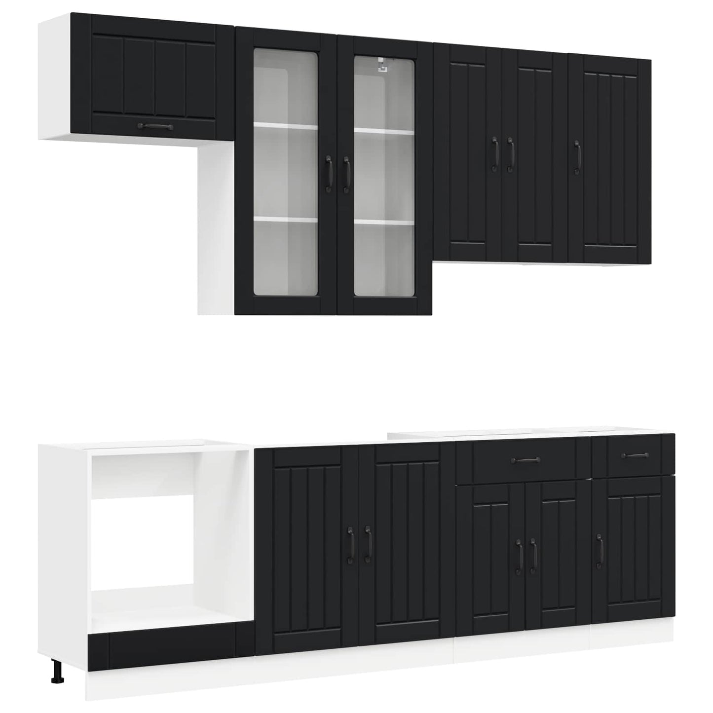 vidaXL Kitchen Unit LUCCA 8 pcs Black Engineered Wood 2
