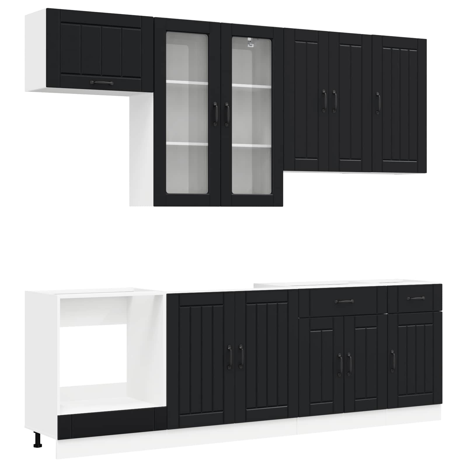 vidaXL Kitchen Unit LUCCA 8 pcs Black Engineered Wood 2