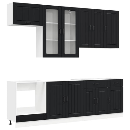 vidaXL Kitchen Unit LUCCA 8 pcs Black Engineered Wood 2