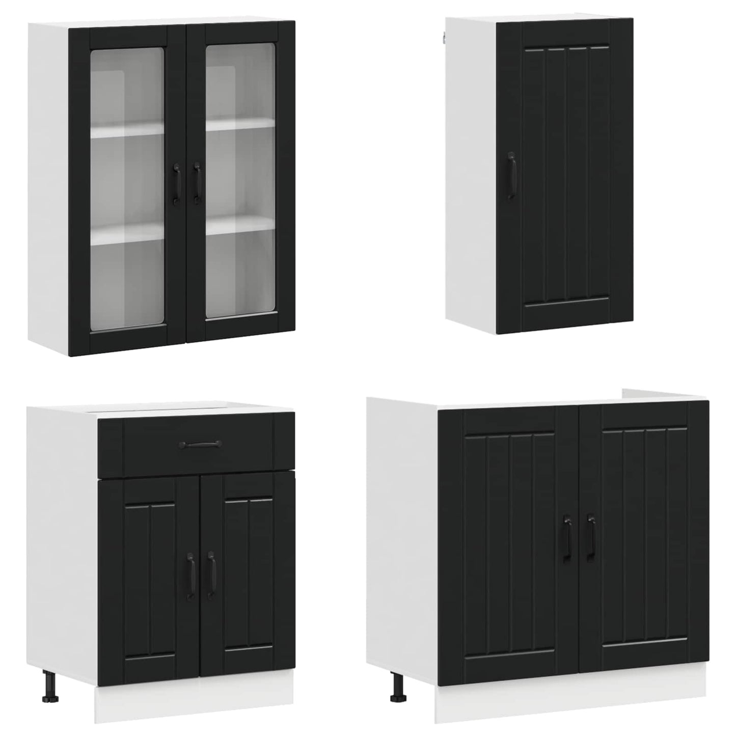 vidaXL Kitchen Unit LUCCA 8 pcs Black Engineered Wood 3