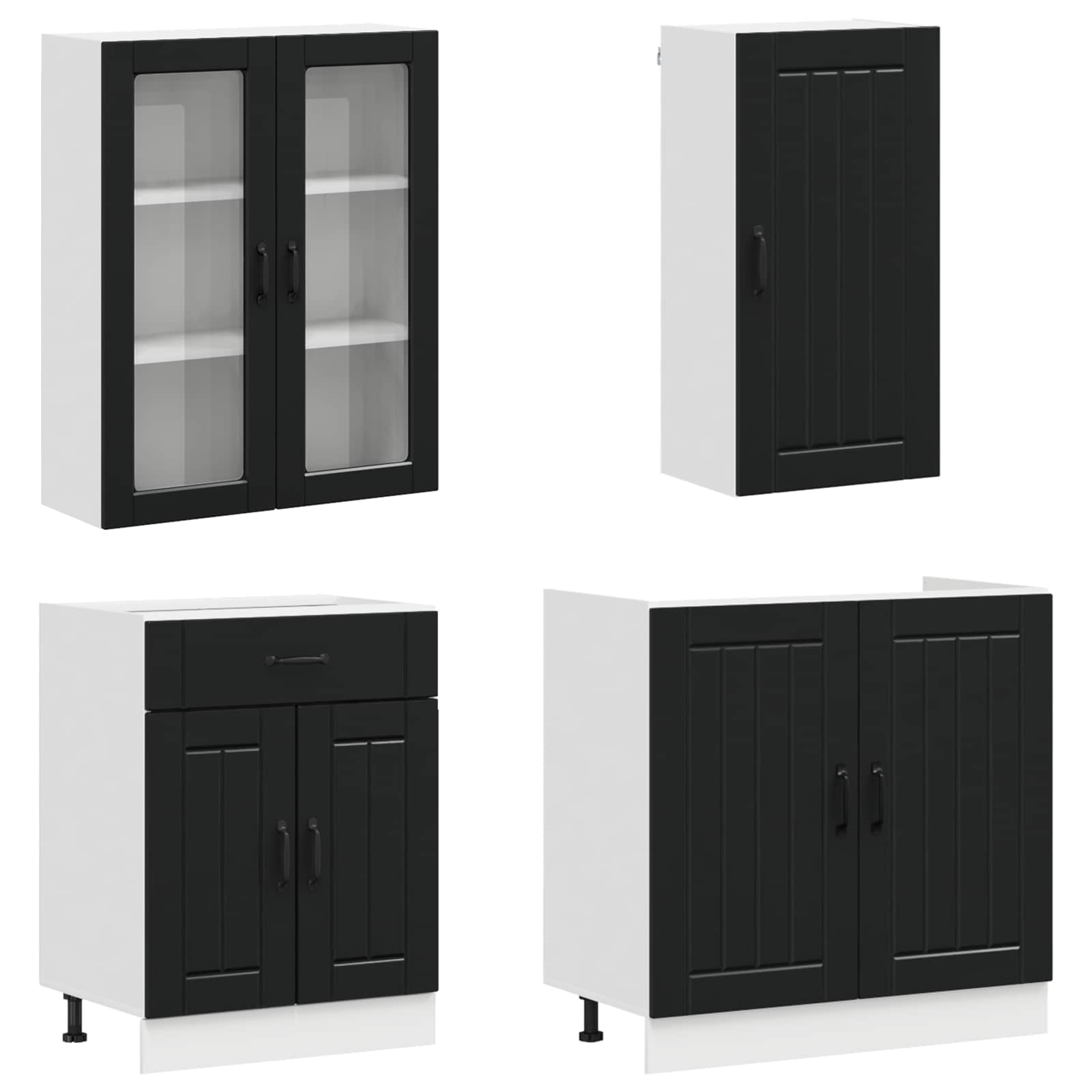 vidaXL Kitchen Unit LUCCA 8 pcs Black Engineered Wood 3