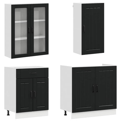 vidaXL Kitchen Unit LUCCA 8 pcs Black Engineered Wood 3