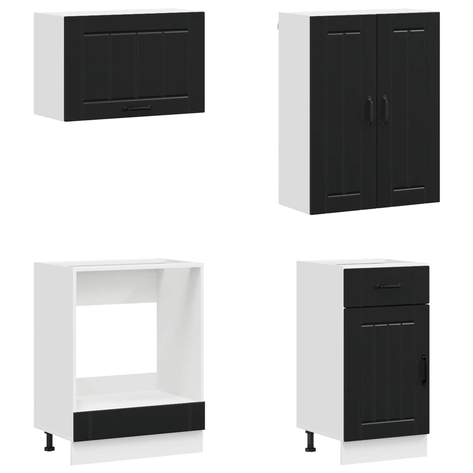 vidaXL Kitchen Unit LUCCA 8 pcs Black Engineered Wood 4