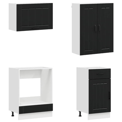 vidaXL Kitchen Unit LUCCA 8 pcs Black Engineered Wood 4