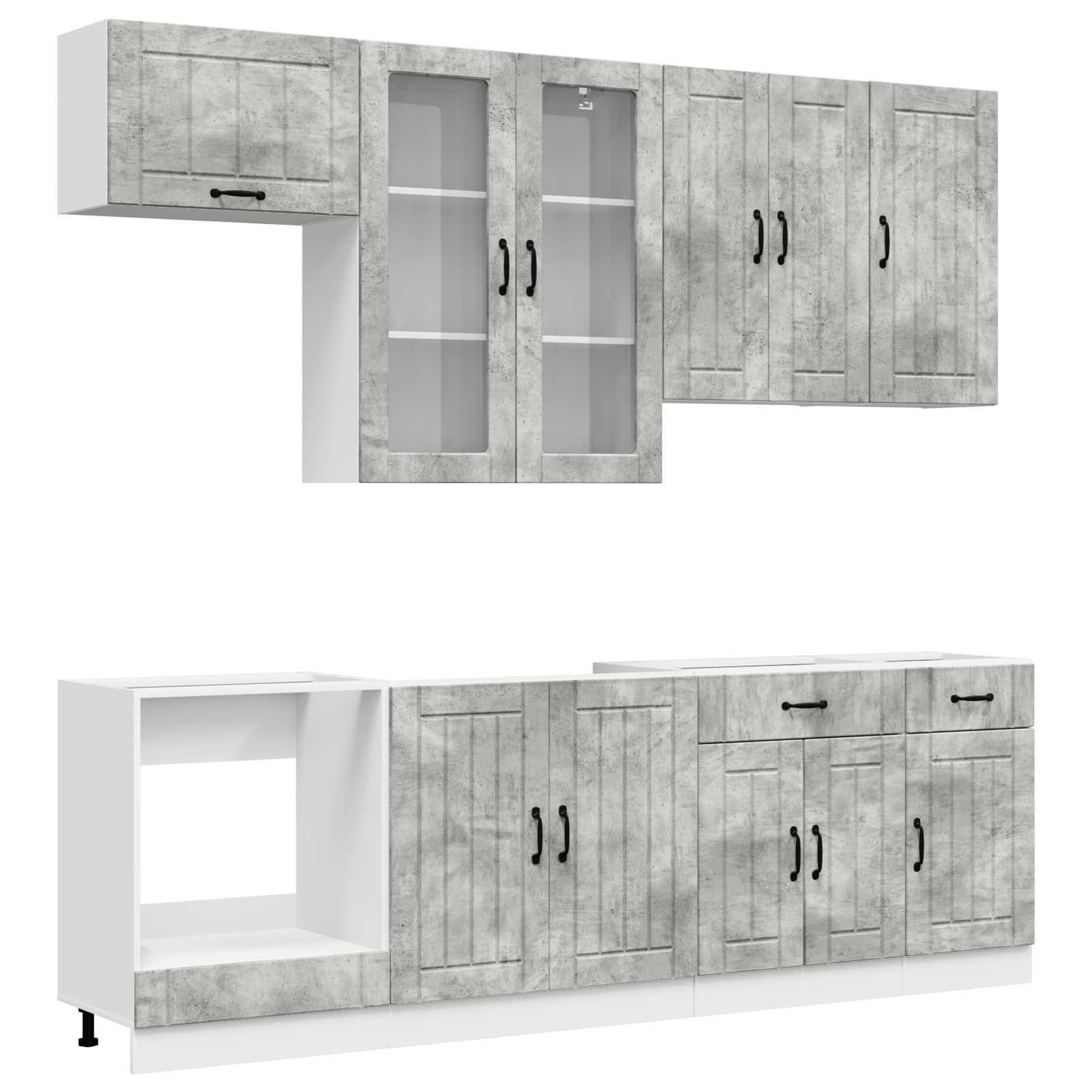 vidaXL Kitchen Unit LUCCA 8 pcs Concrete Grey Engineered Wood 1