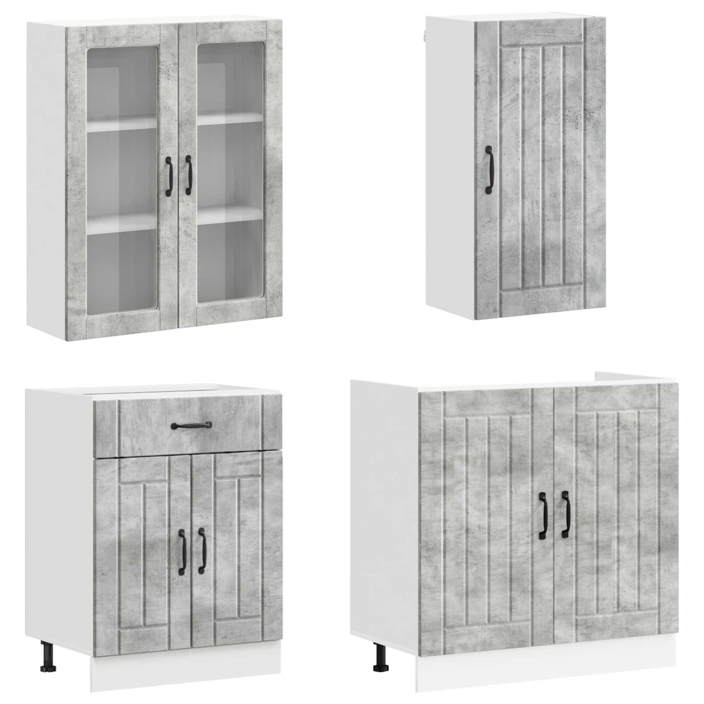 vidaXL Kitchen Unit LUCCA 8 pcs Concrete Grey Engineered Wood 2