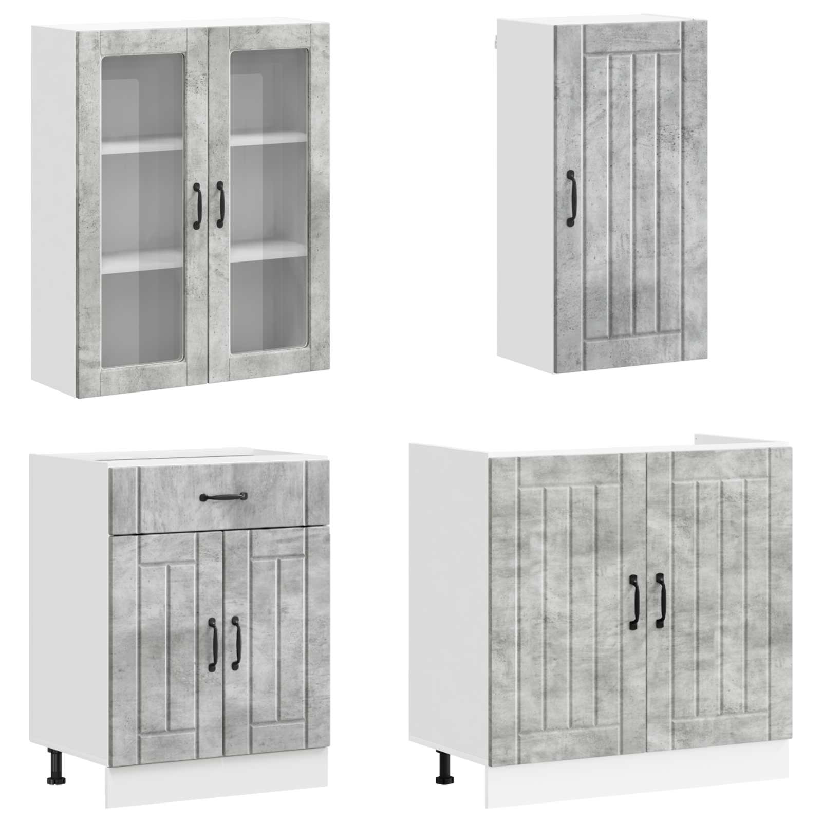 vidaXL Kitchen Unit LUCCA 8 pcs Concrete Grey Engineered Wood 2