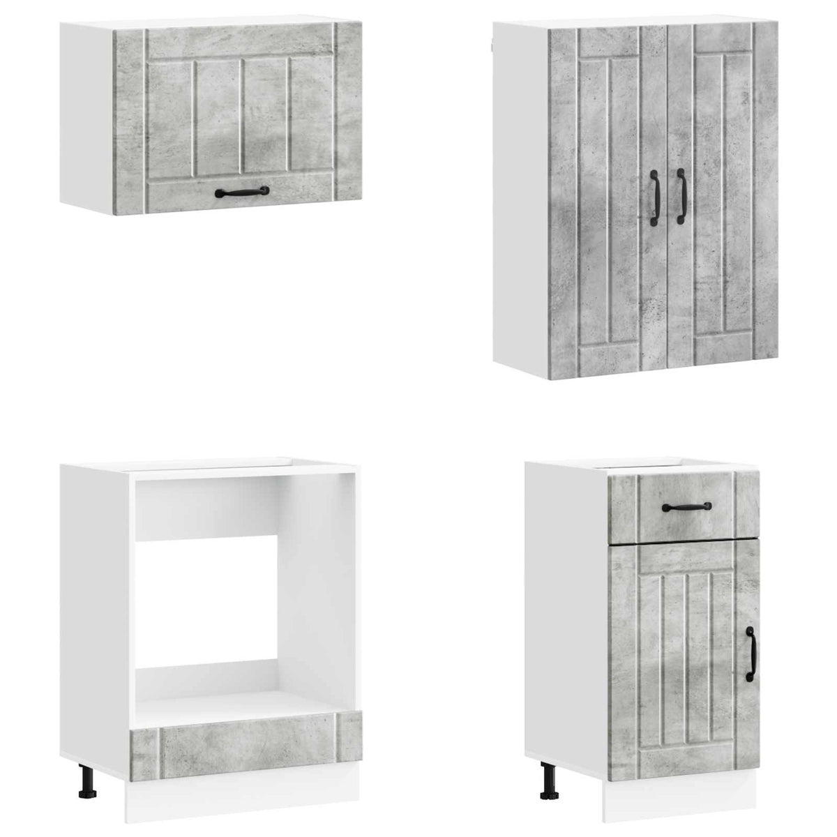 Kitchen Unit LUCCA 8 pcs Engineered Wood Concrete grey 80 cm