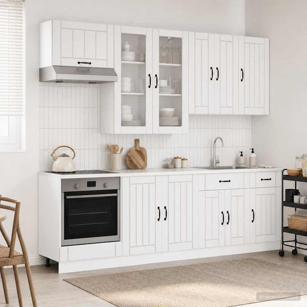 vidaXL Kitchen Unit LUCCA 8 pcs High Gloss White Engineered Wood