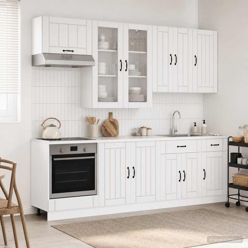 vidaXL Kitchen Unit LUCCA 8 pcs High Gloss White Engineered Wood 1