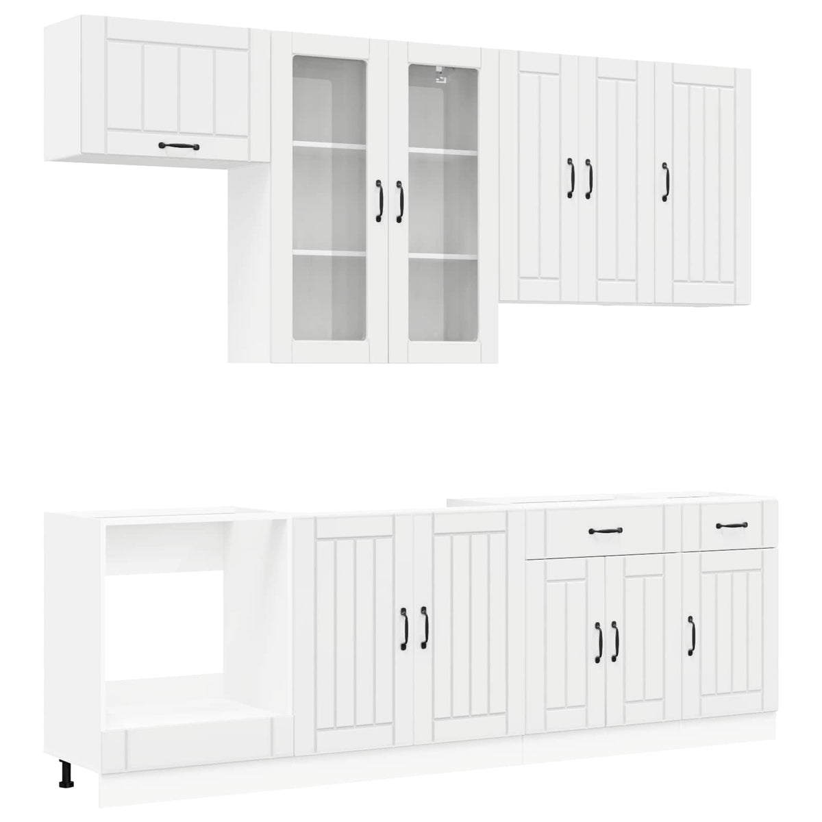 vidaXL Kitchen Unit LUCCA 8 pcs High Gloss White Engineered Wood 2