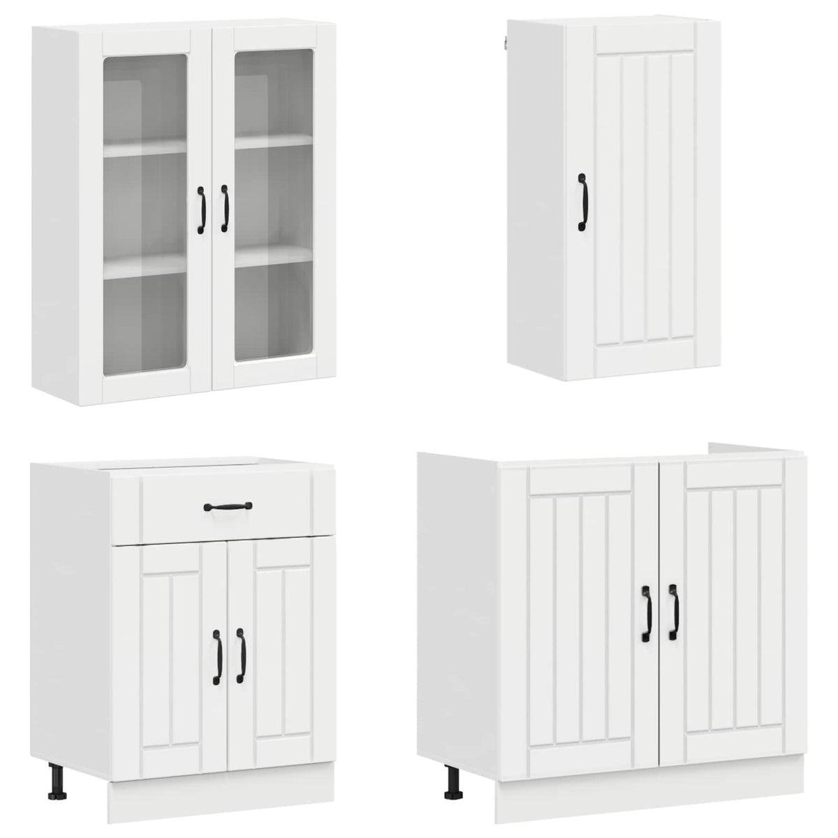 vidaXL Kitchen Unit LUCCA 8 pcs High Gloss White Engineered Wood 3