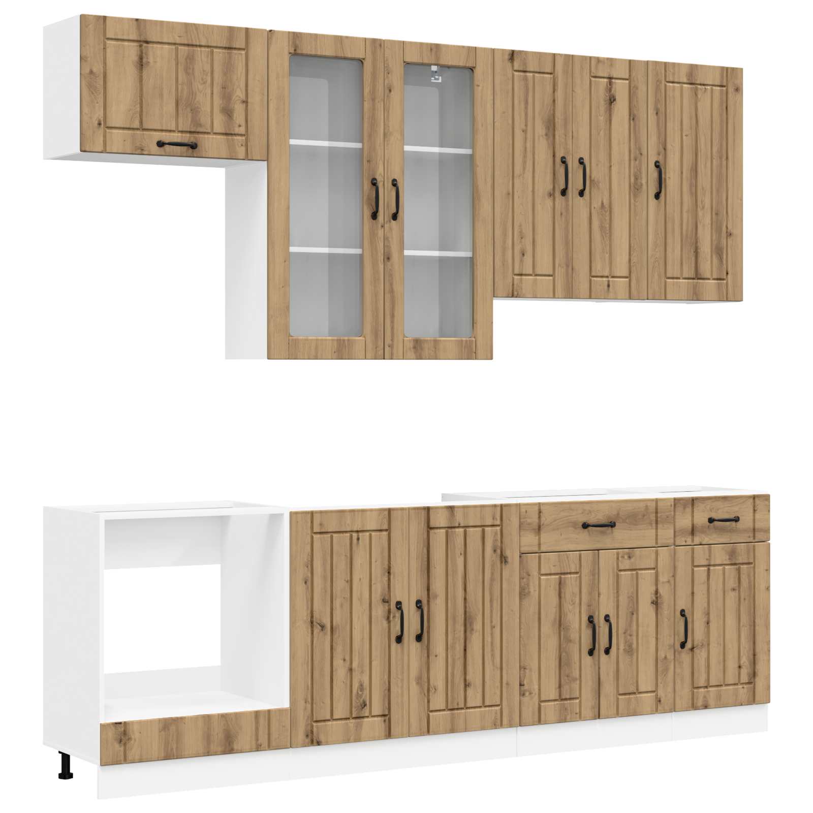 vidaXL Kitchen Unit LUCCA 8 pcs Artisan Oak Engineered Wood 2