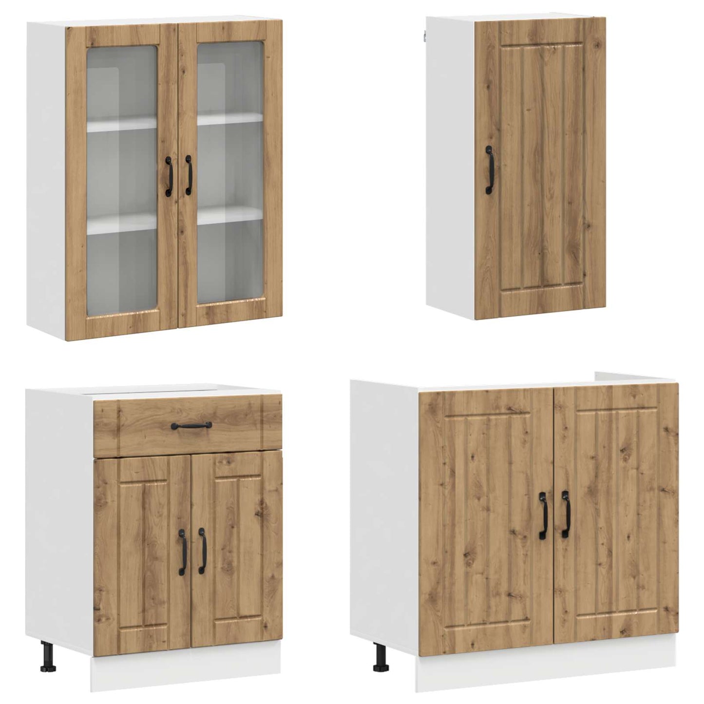 vidaXL Kitchen Unit LUCCA 8 pcs Artisan Oak Engineered Wood 3