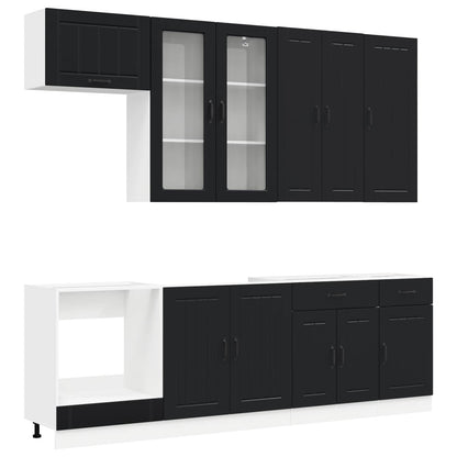 vidaXL Kitchen Unit LUCCA 8 pcs Black Engineered Wood 1