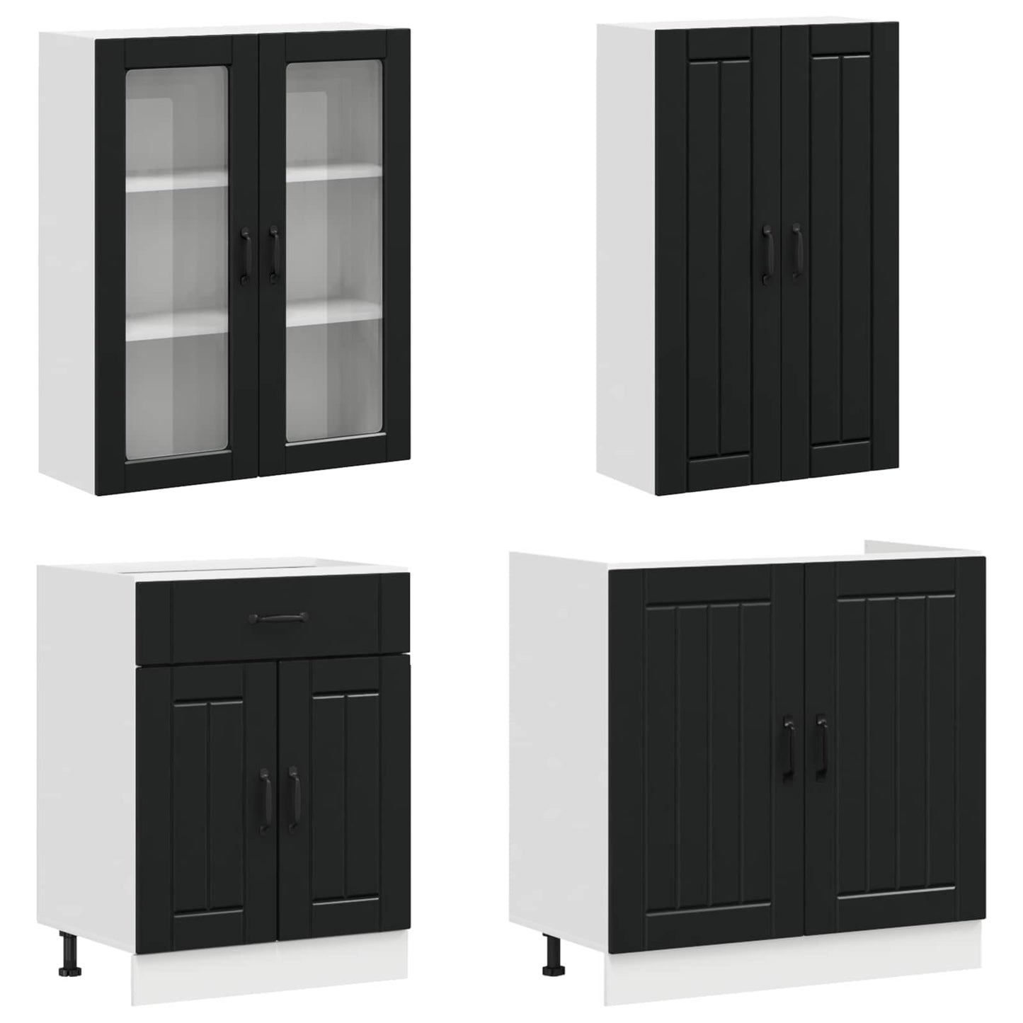 vidaXL Kitchen Unit LUCCA 8 pcs Black Engineered Wood 2