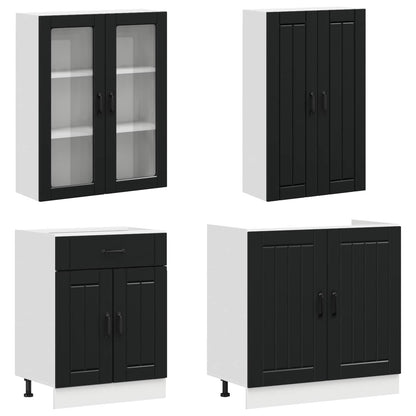 vidaXL Kitchen Unit LUCCA 8 pcs Black Engineered Wood 2