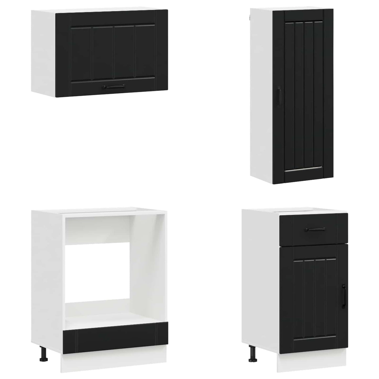 vidaXL Kitchen Unit LUCCA 8 pcs Black Engineered Wood 3