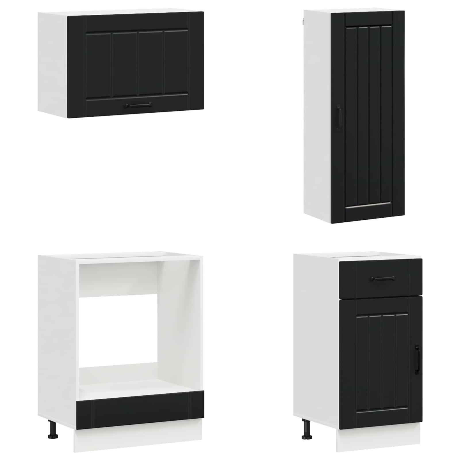 vidaXL Kitchen Unit LUCCA 8 pcs Black Engineered Wood 3