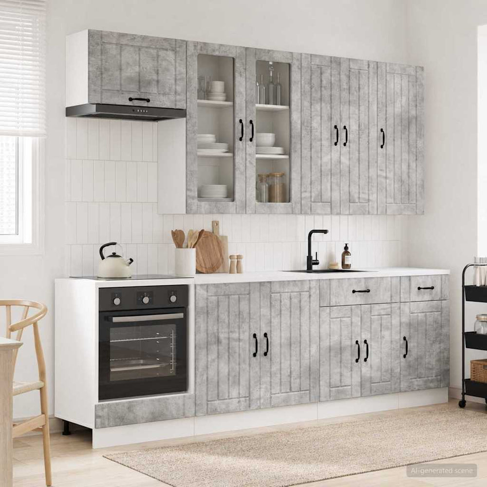 vidaXL Kitchen Unit LUCCA 8 pcs Concrete Grey Engineered Wood