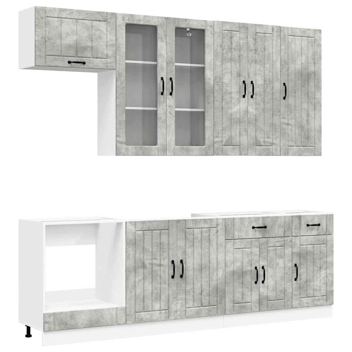 vidaXL Kitchen Unit LUCCA 8 pcs Concrete Grey Engineered Wood 2