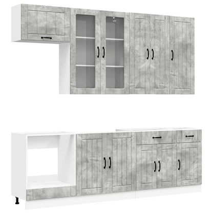 vidaXL Kitchen Unit LUCCA 8 pcs Concrete Grey Engineered Wood 2