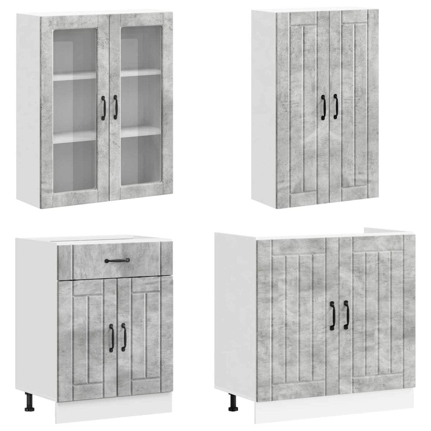 vidaXL Kitchen Unit LUCCA 8 pcs Concrete Grey Engineered Wood 3