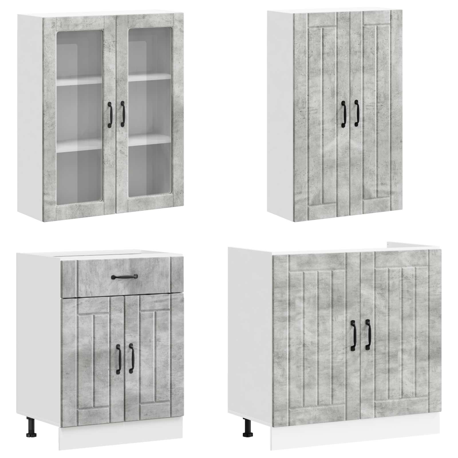 vidaXL Kitchen Unit LUCCA 8 pcs Concrete Grey Engineered Wood 3