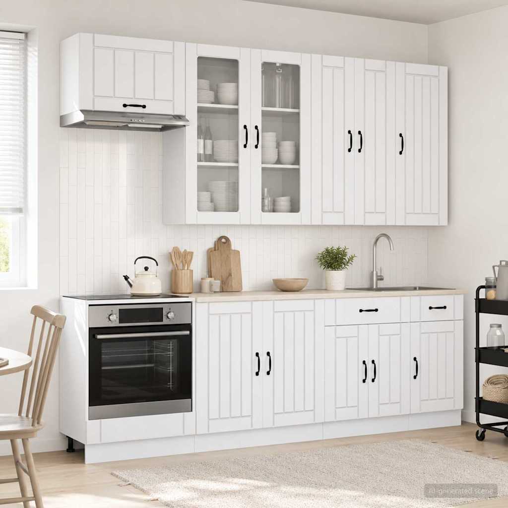 vidaXL Kitchen Unit LUCCA 8 pcs High Gloss White Engineered Wood 1