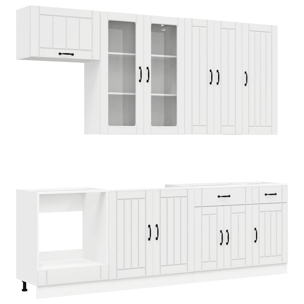 vidaXL Kitchen Unit LUCCA 8 pcs High Gloss White Engineered Wood 2