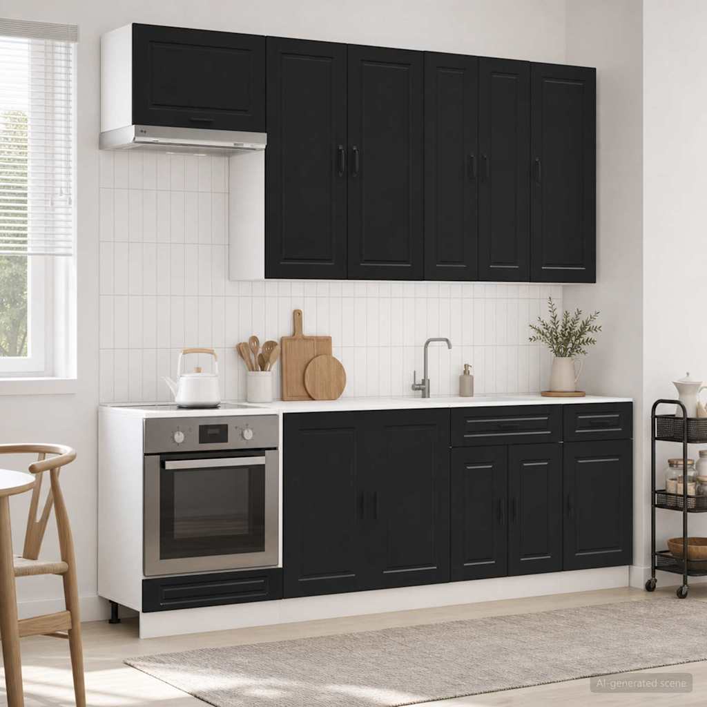 vidaXL Kitchen Unit PORTO 8 pcs Black Engineered Wood 1
