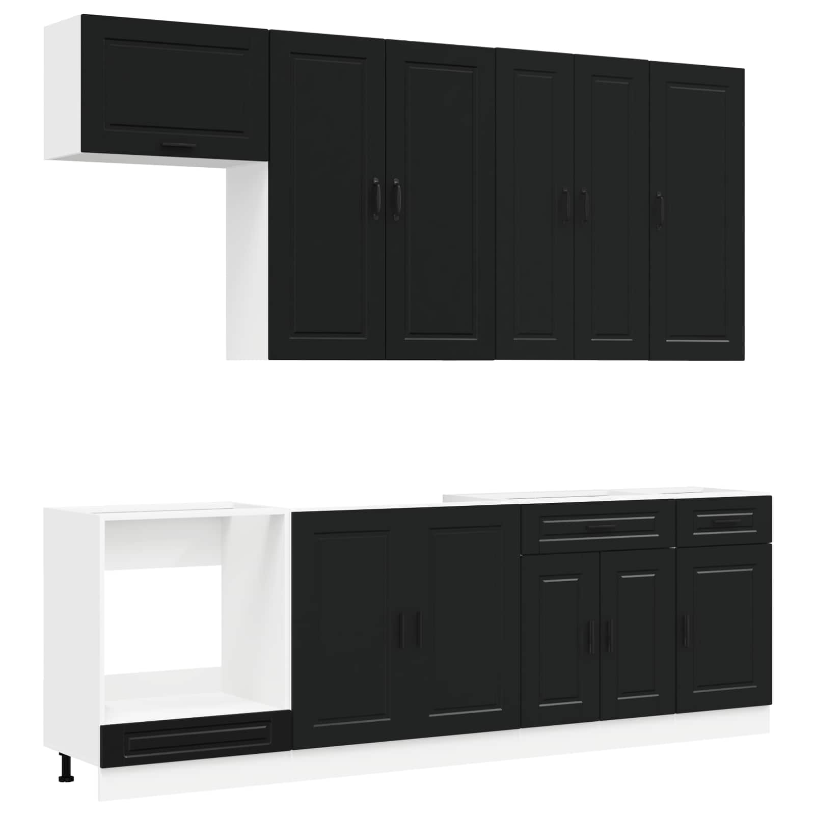 vidaXL Kitchen Unit PORTO 8 pcs Black Engineered Wood 2