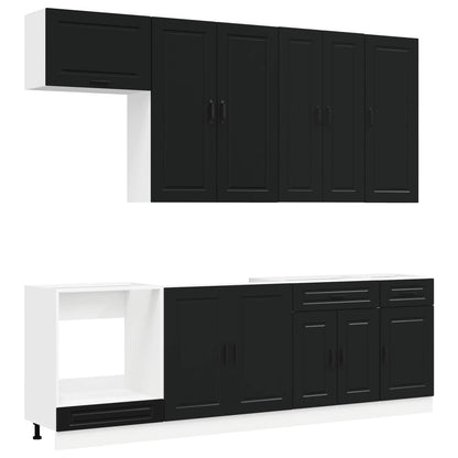 vidaXL Kitchen Unit PORTO 8 pcs Black Engineered Wood 2