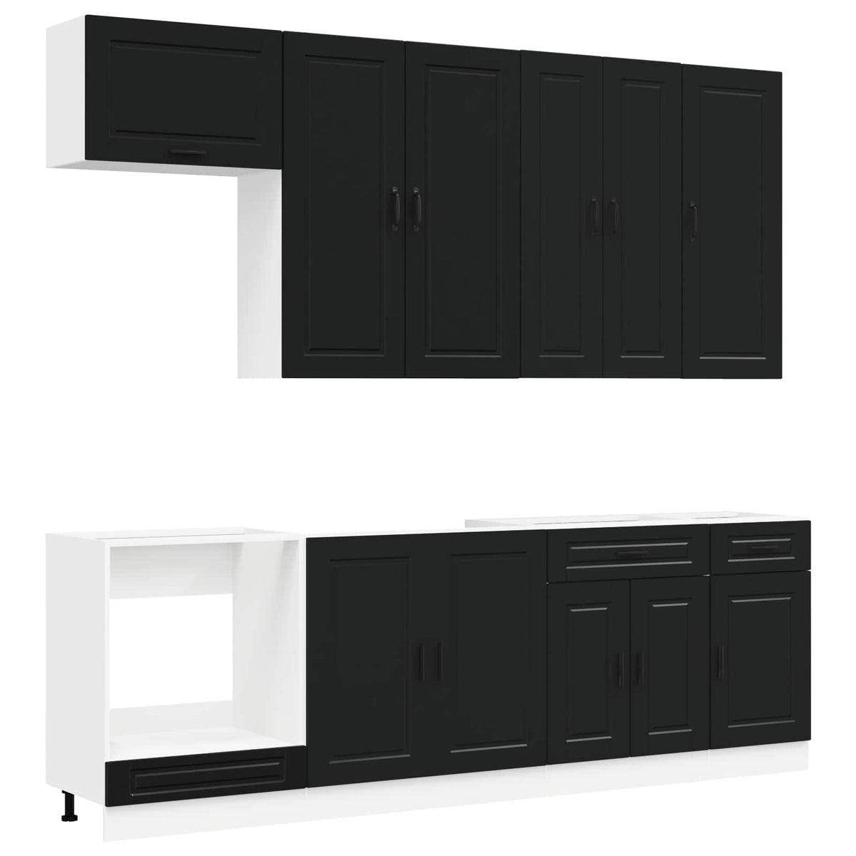 Kitchen Unit PORTO 8 pcs Engineered Wood Black 100 cm