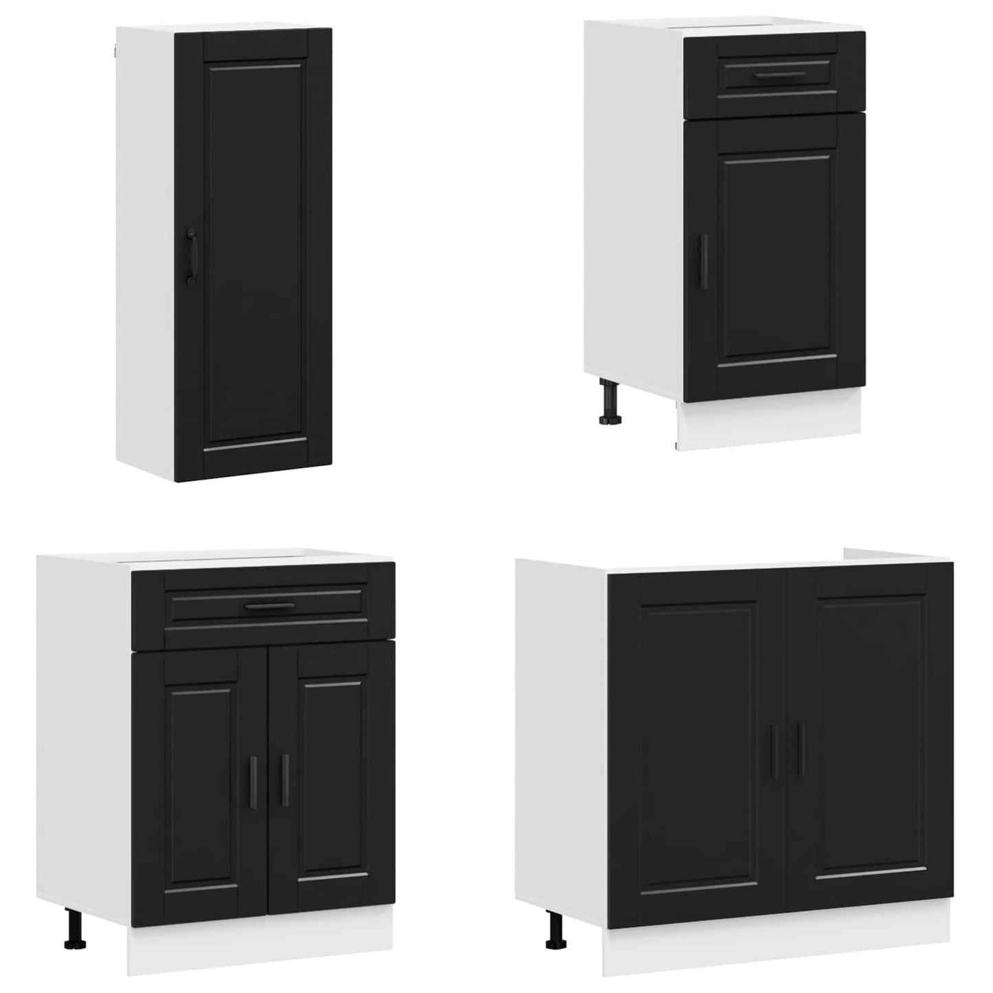 vidaXL Kitchen Unit PORTO 8 pcs Black Engineered Wood 3