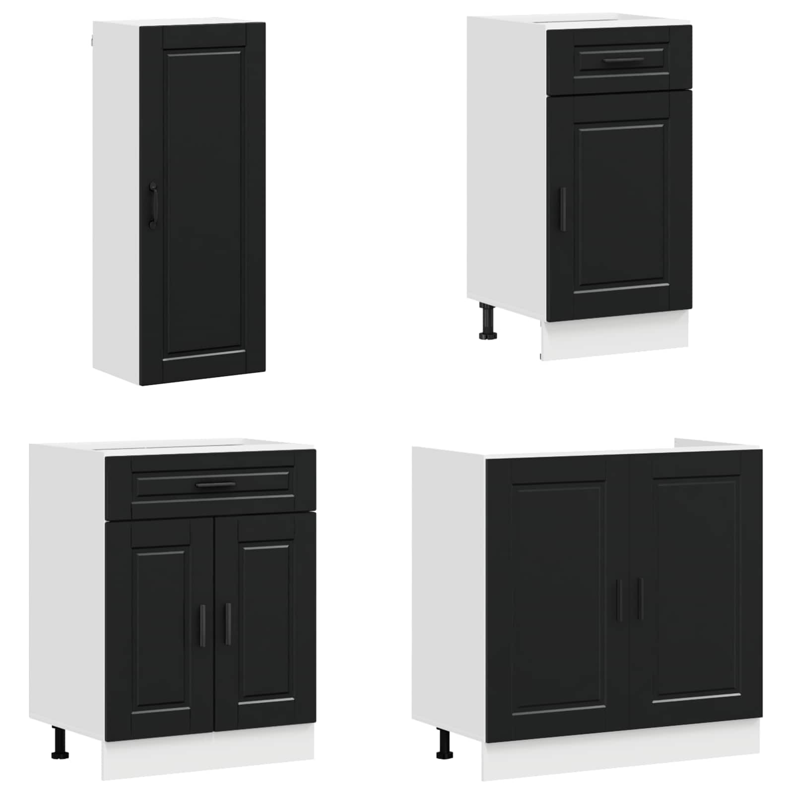 vidaXL Kitchen Unit PORTO 8 pcs Black Engineered Wood 3