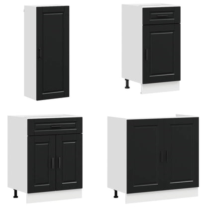 vidaXL Kitchen Unit PORTO 8 pcs Black Engineered Wood 3