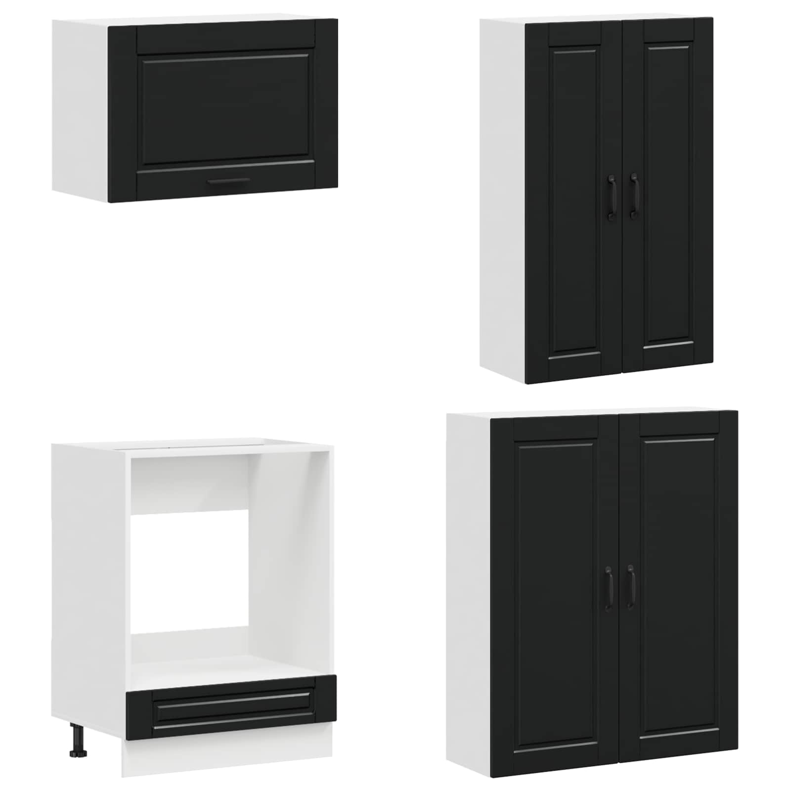 vidaXL Kitchen Unit PORTO 8 pcs Black Engineered Wood 4