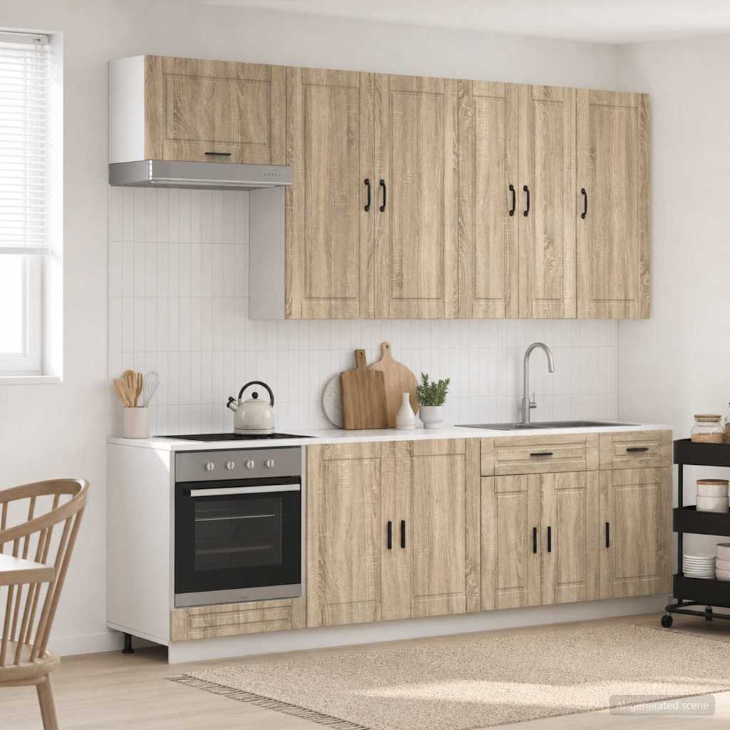 vidaXL Kitchen Unit PORTO 8 pcs Sonoma Oak Engineered Wood 1