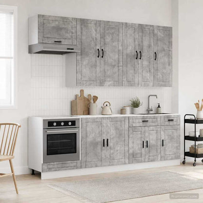 Kitchen Unit PORTO 8 pcs Engineered Wood Concrete grey 100 cm