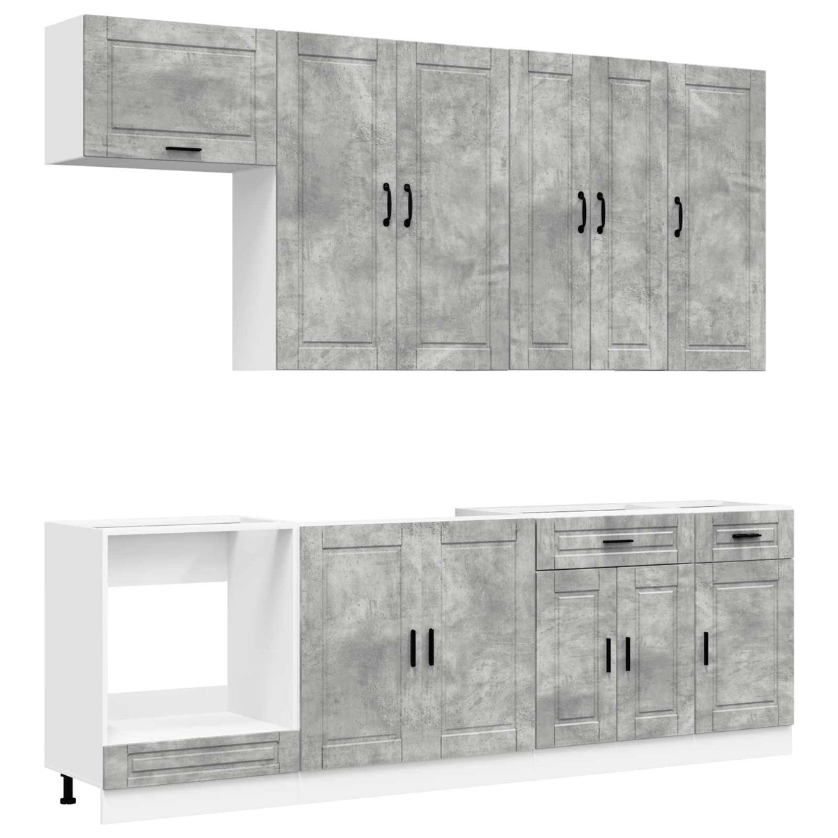 Kitchen Unit PORTO 8 pcs Engineered Wood Concrete grey 100 cm