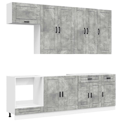 Kitchen Unit PORTO 8 pcs Engineered Wood Concrete grey 100 cm