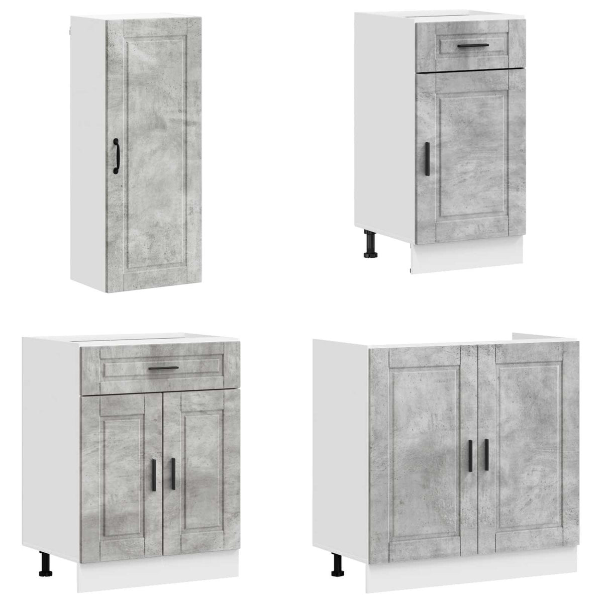 Kitchen Unit PORTO 8 pcs Engineered Wood Concrete grey 100 cm