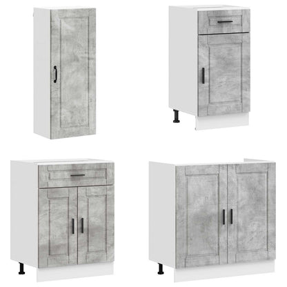 Kitchen Unit PORTO 8 pcs Engineered Wood Concrete grey 100 cm