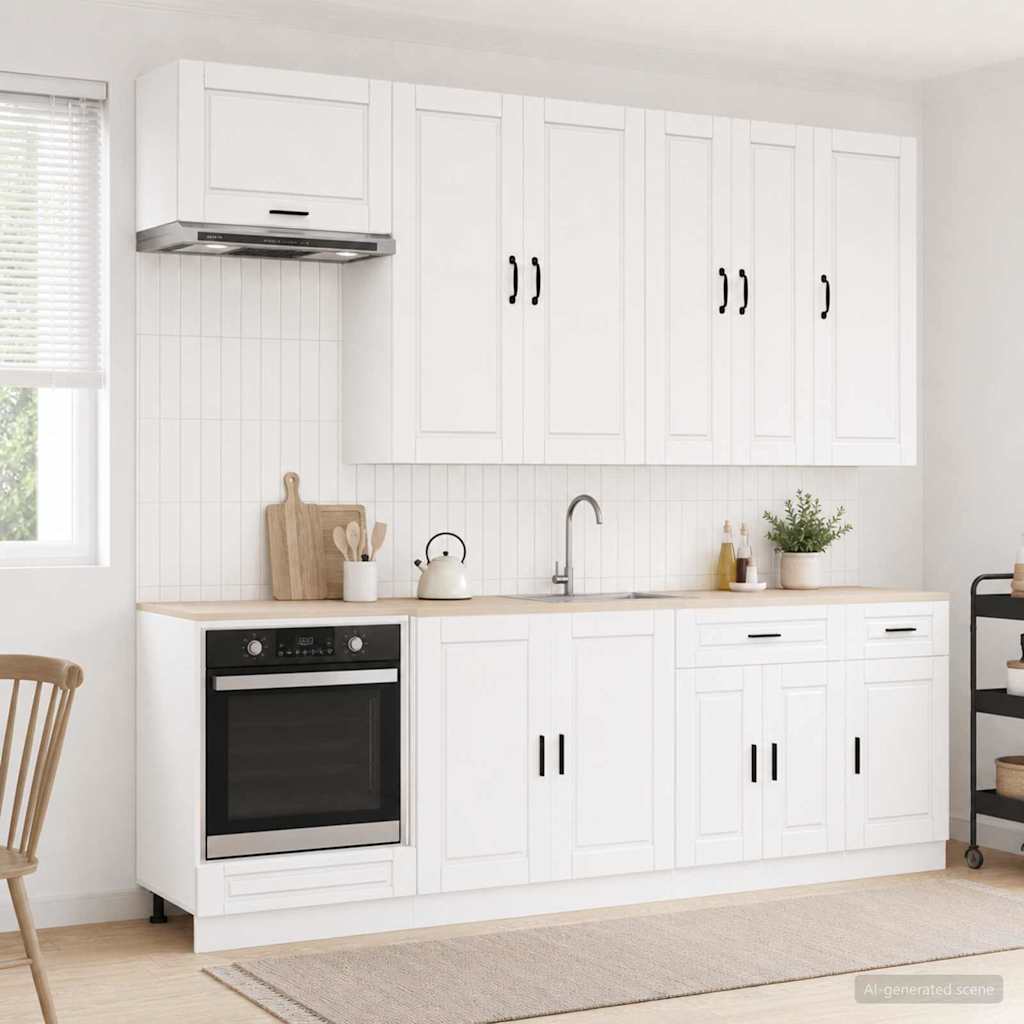 vidaXL Kitchen Unit PORTO 8 pcs High Gloss White Engineered Wood 1